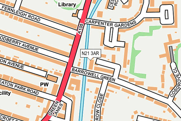 N21 3AR map - OS OpenMap – Local (Ordnance Survey)