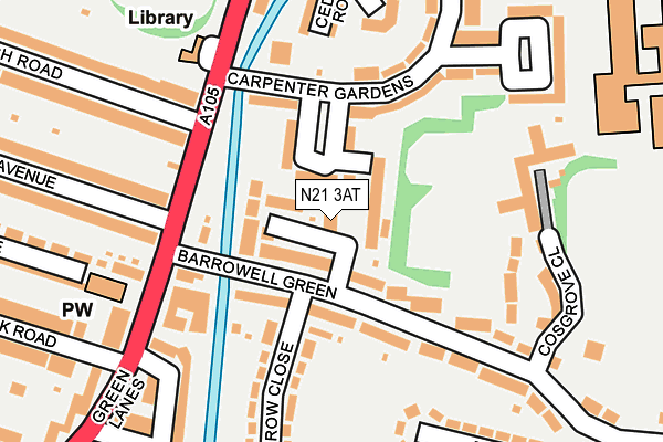 N21 3AT map - OS OpenMap – Local (Ordnance Survey)