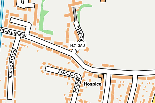 N21 3AU map - OS OpenMap – Local (Ordnance Survey)