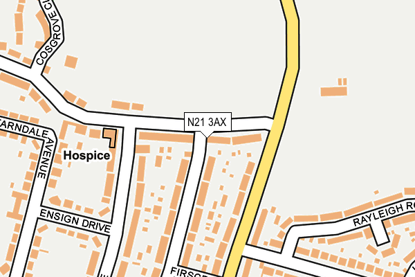 N21 3AX map - OS OpenMap – Local (Ordnance Survey)