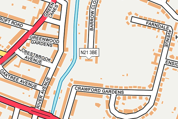 N21 3BE map - OS OpenMap – Local (Ordnance Survey)