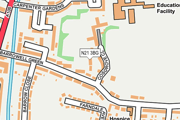 N21 3BG map - OS OpenMap – Local (Ordnance Survey)