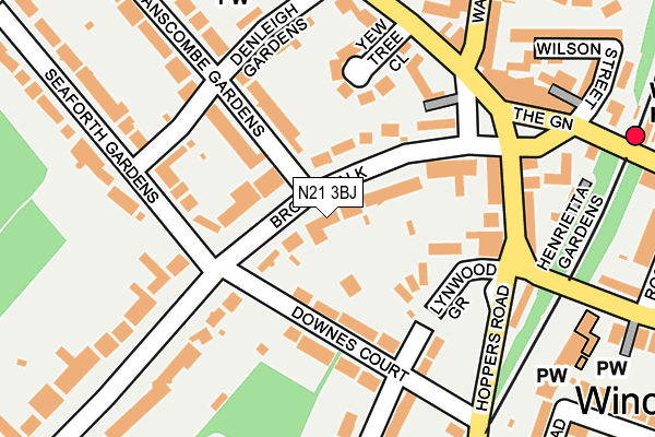 N21 3BJ map - OS OpenMap – Local (Ordnance Survey)