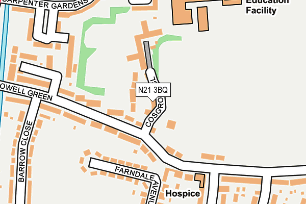 N21 3BQ map - OS OpenMap – Local (Ordnance Survey)