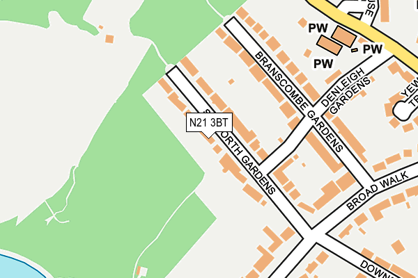 N21 3BT map - OS OpenMap – Local (Ordnance Survey)