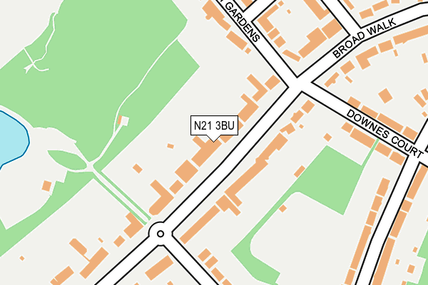 N21 3BU map - OS OpenMap – Local (Ordnance Survey)