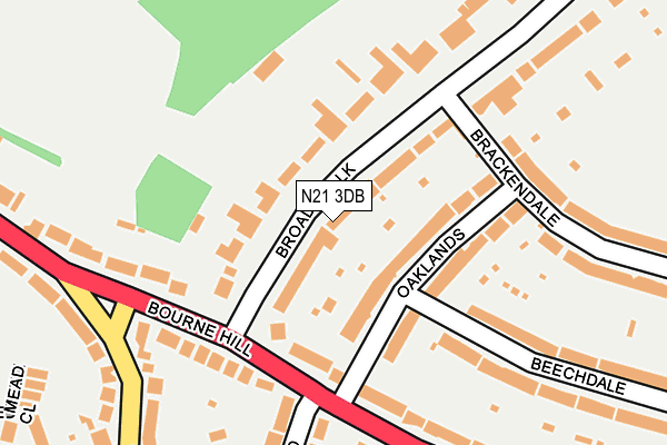 N21 3DB map - OS OpenMap – Local (Ordnance Survey)