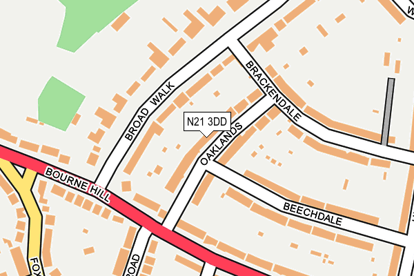 N21 3DD map - OS OpenMap – Local (Ordnance Survey)