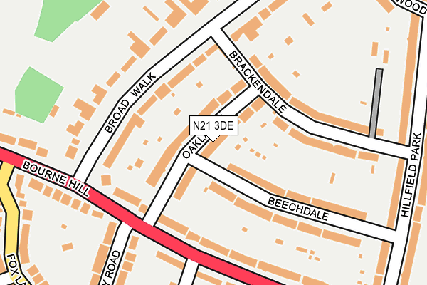 N21 3DE map - OS OpenMap – Local (Ordnance Survey)