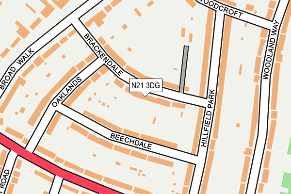 N21 3DG map - OS OpenMap – Local (Ordnance Survey)