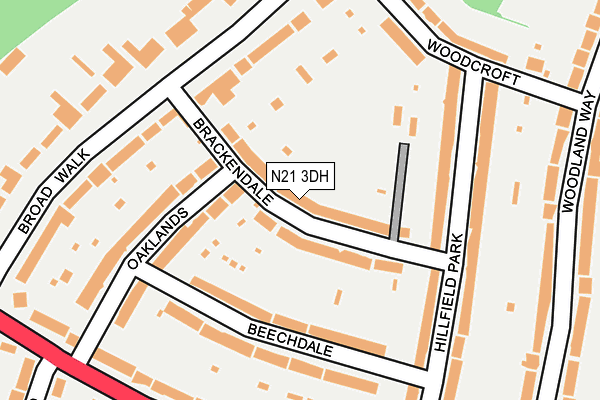 N21 3DH map - OS OpenMap – Local (Ordnance Survey)