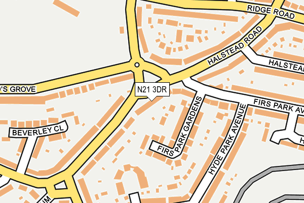 N21 3DR map - OS OpenMap – Local (Ordnance Survey)