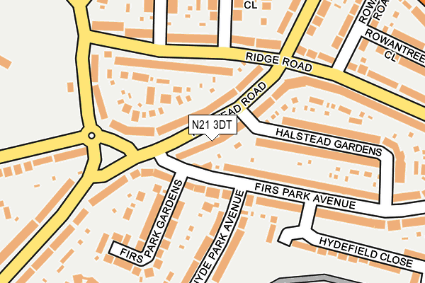N21 3DT map - OS OpenMap – Local (Ordnance Survey)