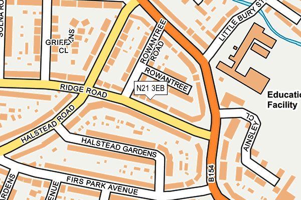 N21 3EB map - OS OpenMap – Local (Ordnance Survey)