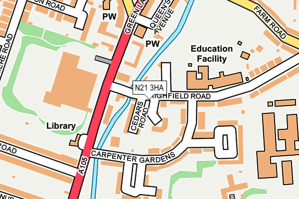 N21 3HA map - OS OpenMap – Local (Ordnance Survey)