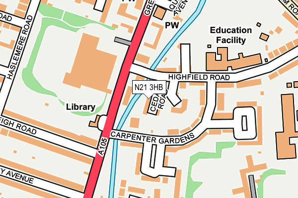 N21 3HB map - OS OpenMap – Local (Ordnance Survey)