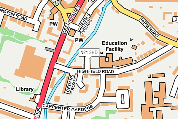 N21 3HD map - OS OpenMap – Local (Ordnance Survey)