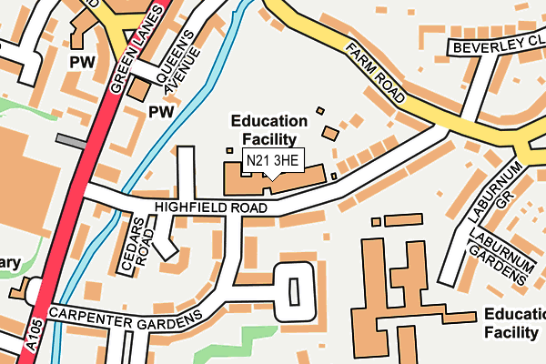 N21 3HE map - OS OpenMap – Local (Ordnance Survey)
