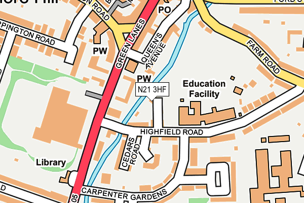 N21 3HF map - OS OpenMap – Local (Ordnance Survey)