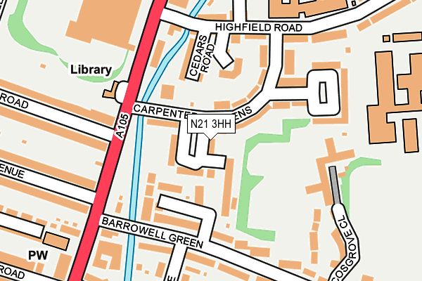 N21 3HH map - OS OpenMap – Local (Ordnance Survey)