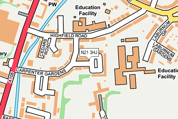 N21 3HJ map - OS OpenMap – Local (Ordnance Survey)