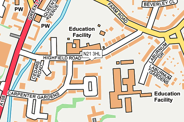 N21 3HL map - OS OpenMap – Local (Ordnance Survey)