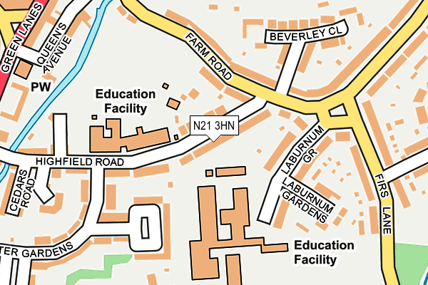 N21 3HN map - OS OpenMap – Local (Ordnance Survey)