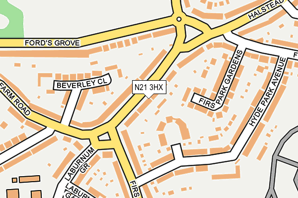 N21 3HX map - OS OpenMap – Local (Ordnance Survey)