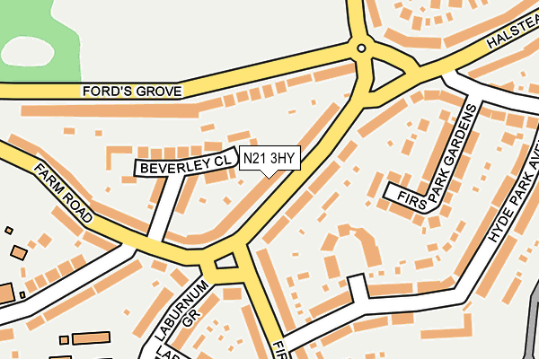 N21 3HY map - OS OpenMap – Local (Ordnance Survey)