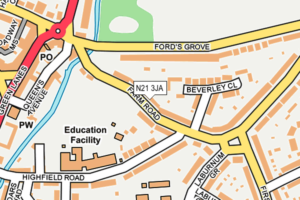 N21 3JA map - OS OpenMap – Local (Ordnance Survey)