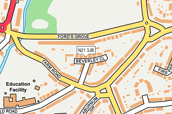 N21 3JB map - OS OpenMap – Local (Ordnance Survey)