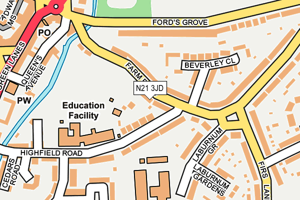 N21 3JD map - OS OpenMap – Local (Ordnance Survey)