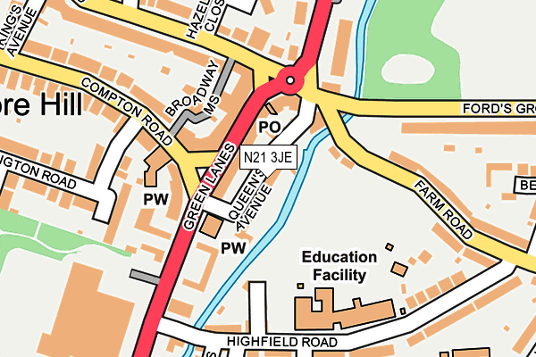 N21 3JE map - OS OpenMap – Local (Ordnance Survey)
