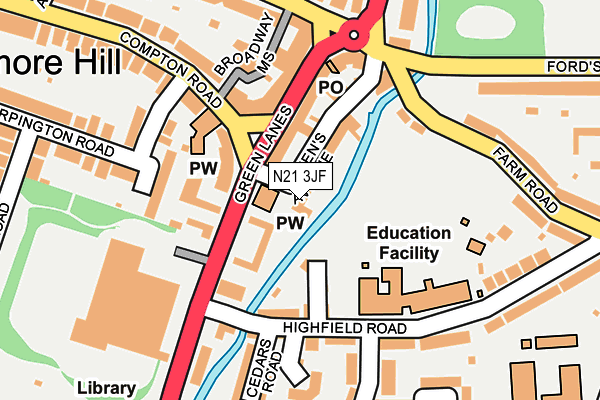N21 3JF map - OS OpenMap – Local (Ordnance Survey)