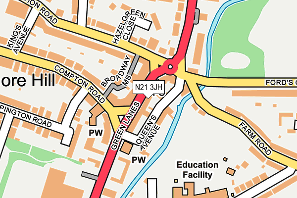 N21 3JH map - OS OpenMap – Local (Ordnance Survey)