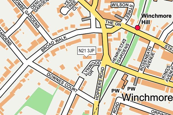 N21 3JP map - OS OpenMap – Local (Ordnance Survey)