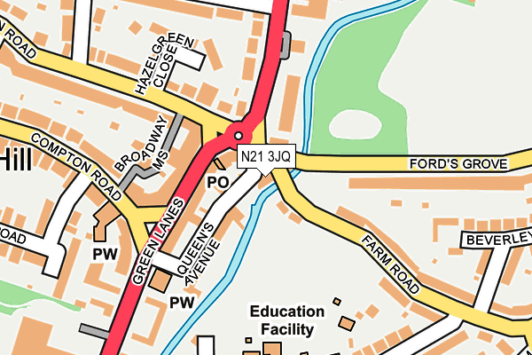 N21 3JQ map - OS OpenMap – Local (Ordnance Survey)