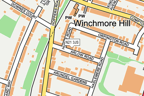 N21 3JS map - OS OpenMap – Local (Ordnance Survey)