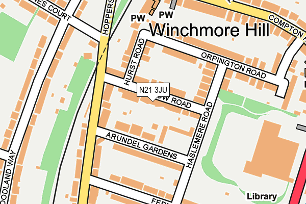 N21 3JU map - OS OpenMap – Local (Ordnance Survey)