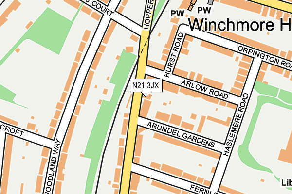 N21 3JX map - OS OpenMap – Local (Ordnance Survey)