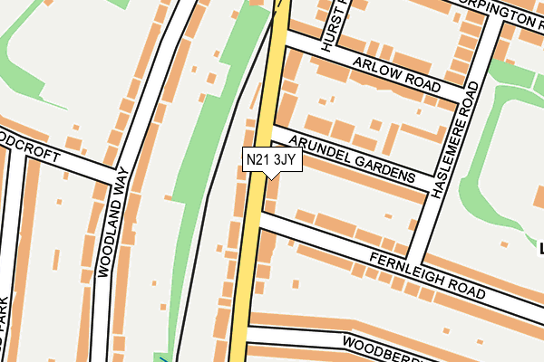 N21 3JY map - OS OpenMap – Local (Ordnance Survey)