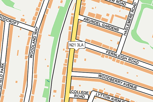 N21 3LA map - OS OpenMap – Local (Ordnance Survey)