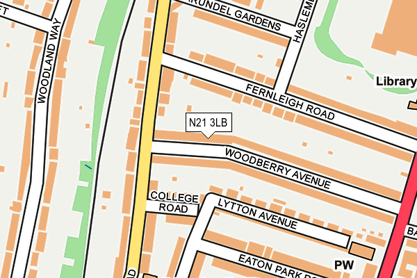 N21 3LB map - OS OpenMap – Local (Ordnance Survey)
