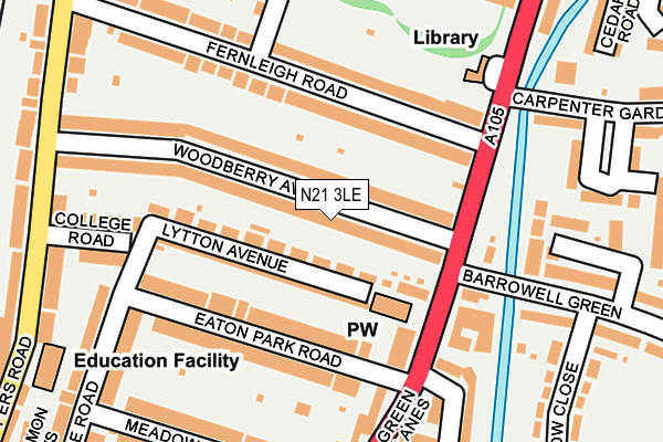 N21 3LE map - OS OpenMap – Local (Ordnance Survey)