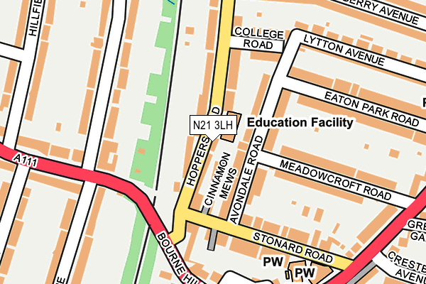 N21 3LH map - OS OpenMap – Local (Ordnance Survey)