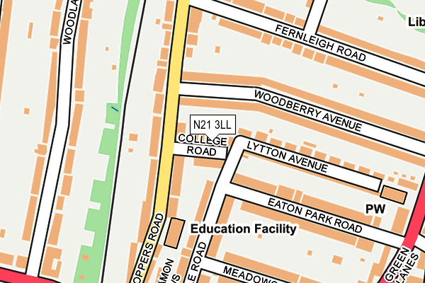 N21 3LL map - OS OpenMap – Local (Ordnance Survey)