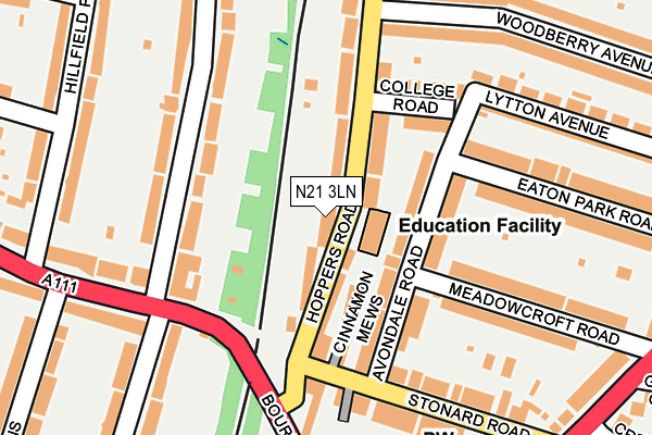N21 3LN map - OS OpenMap – Local (Ordnance Survey)