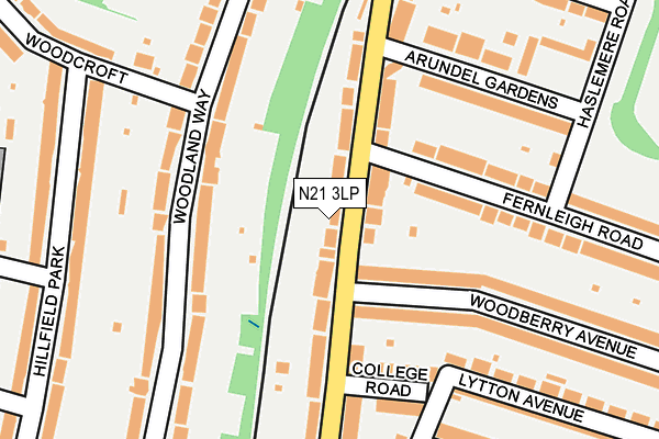 N21 3LP map - OS OpenMap – Local (Ordnance Survey)