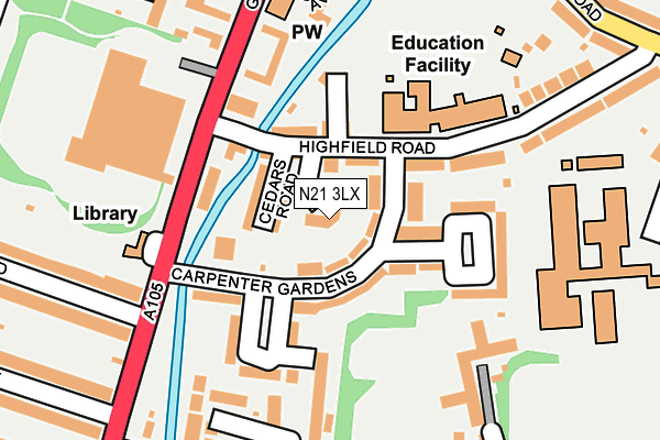 N21 3LX map - OS OpenMap – Local (Ordnance Survey)