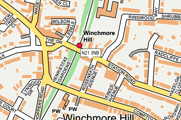 N21 3NB map - OS OpenMap – Local (Ordnance Survey)